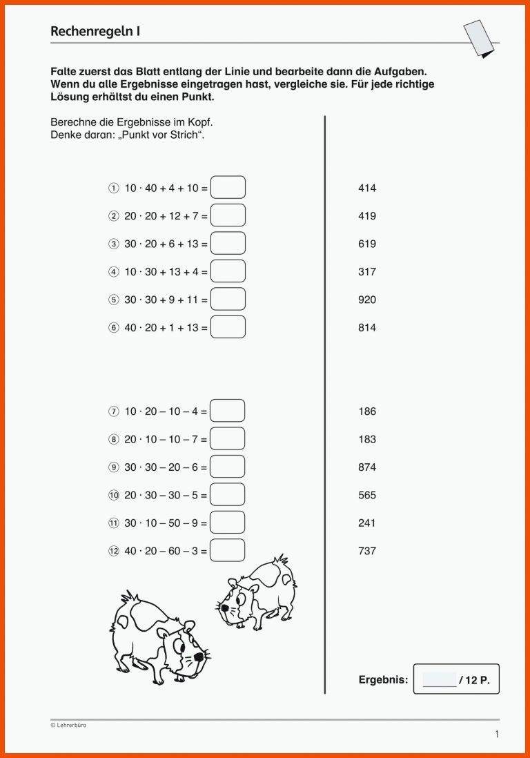 Grundschule Unterrichtsmaterial Mathematik Grundrechenarten ... für rechenregeln grundschule arbeitsblätter