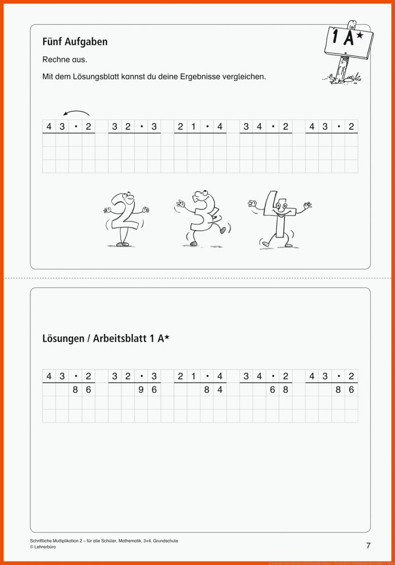 Grundschule Unterrichtsmaterial Mathematik Inklusion ... für schriftliche multiplikation arbeitsblätter 4. klasse