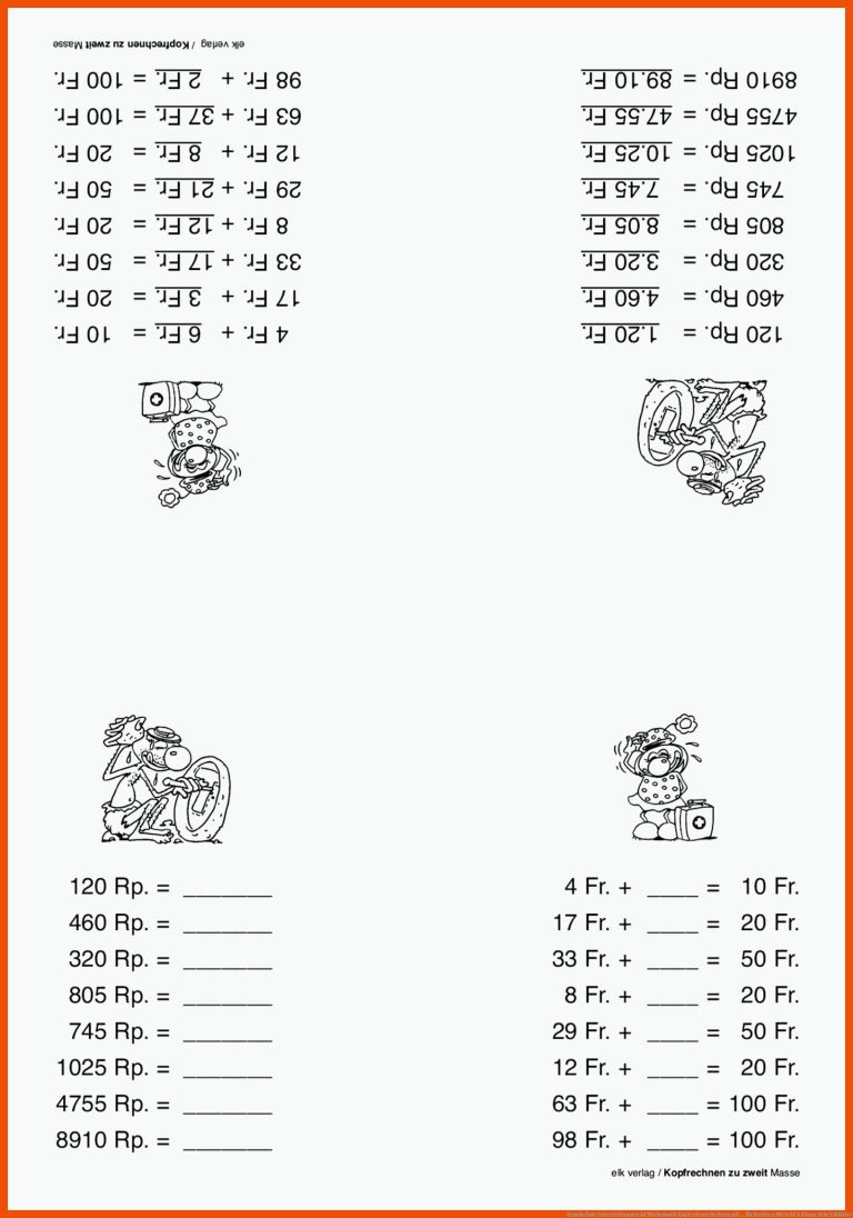 Grundschule Unterrichtsmaterial Mathematik Kopfrechnen Rechnen mit ... für rechnen mit geld 4 klasse arbeitsblätter