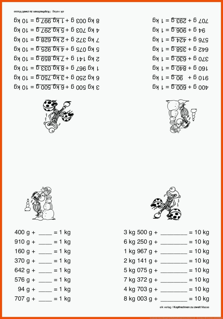 Grundschule Unterrichtsmaterial Mathematik Kopfrechnen Rechnen mit ... für rechnen mit gewichten arbeitsblätter