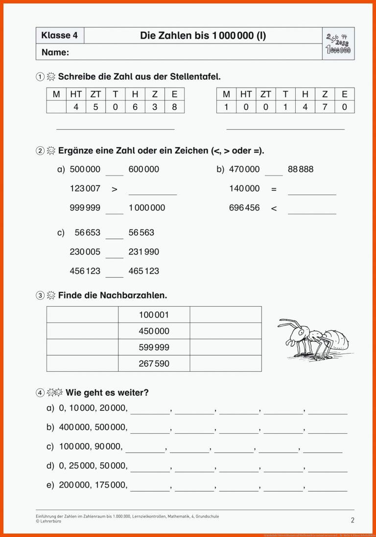 Grundschule Unterrichtsmaterial Mathematik Lernstand messen und ... für mathe 4. klasse arbeitsblätter