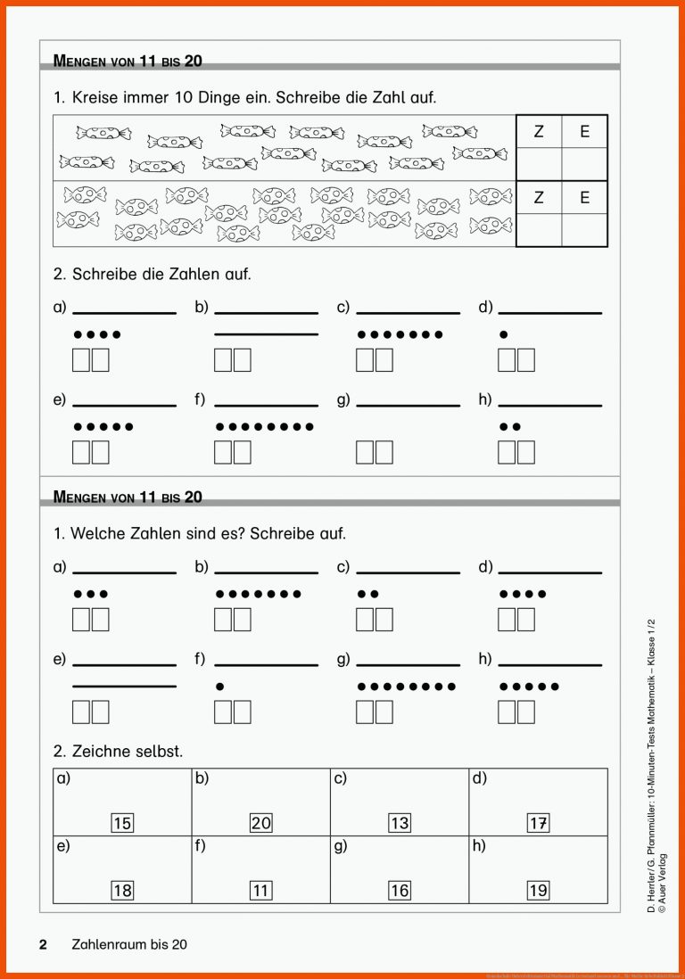 Grundschule Unterrichtsmaterial Mathematik Lernstand messen und ... für mathe arbeitsblatt klasse 2