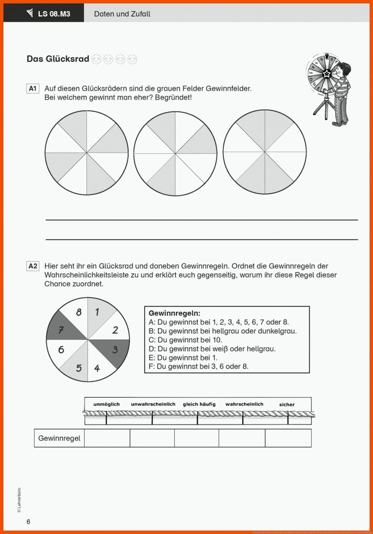 Grundschule Unterrichtsmaterial Mathematik Stochastik Fuer Wahrscheinlichkeitsrechnung Klasse 3 Arbeitsblätter