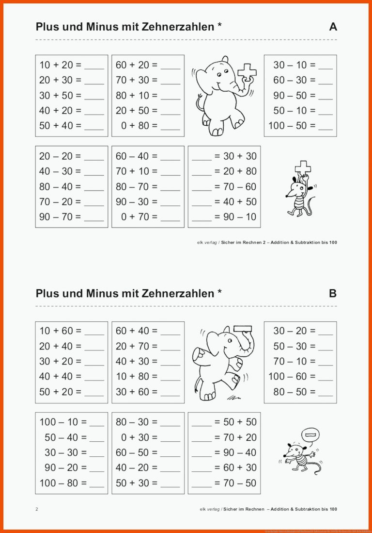Grundschule Unterrichtsmaterial Mathematik Zahlenraum bis 100 für rechnen bis 100 arbeitsblätter