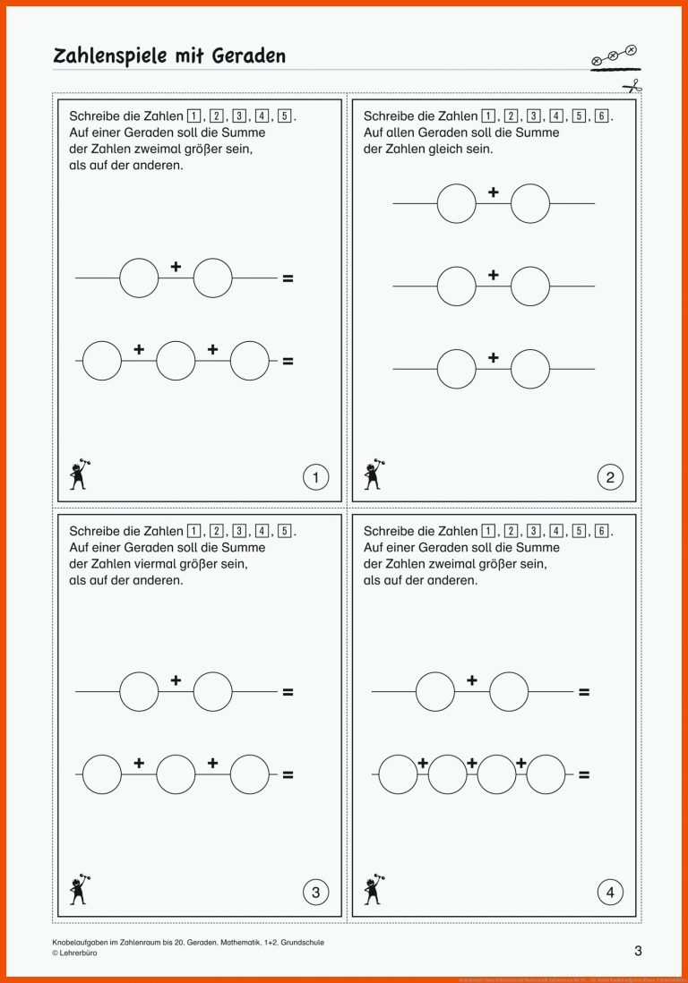 Grundschule Unterrichtsmaterial Mathematik Zahlenraum bis 20 ... für mathe knobelaufgaben klasse 5 arbeitsblätter