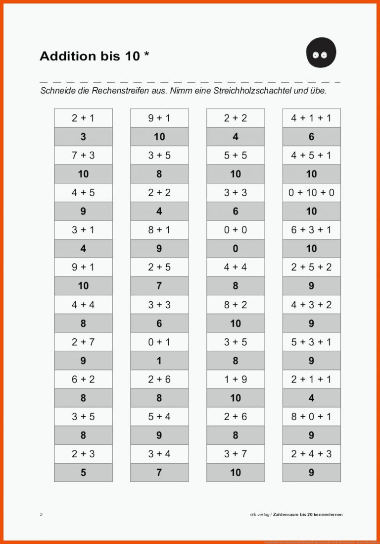 Grundschule Unterrichtsmaterial Mathematik Zahlenraum bis 20 für minus rechnen 1 klasse arbeitsblätter