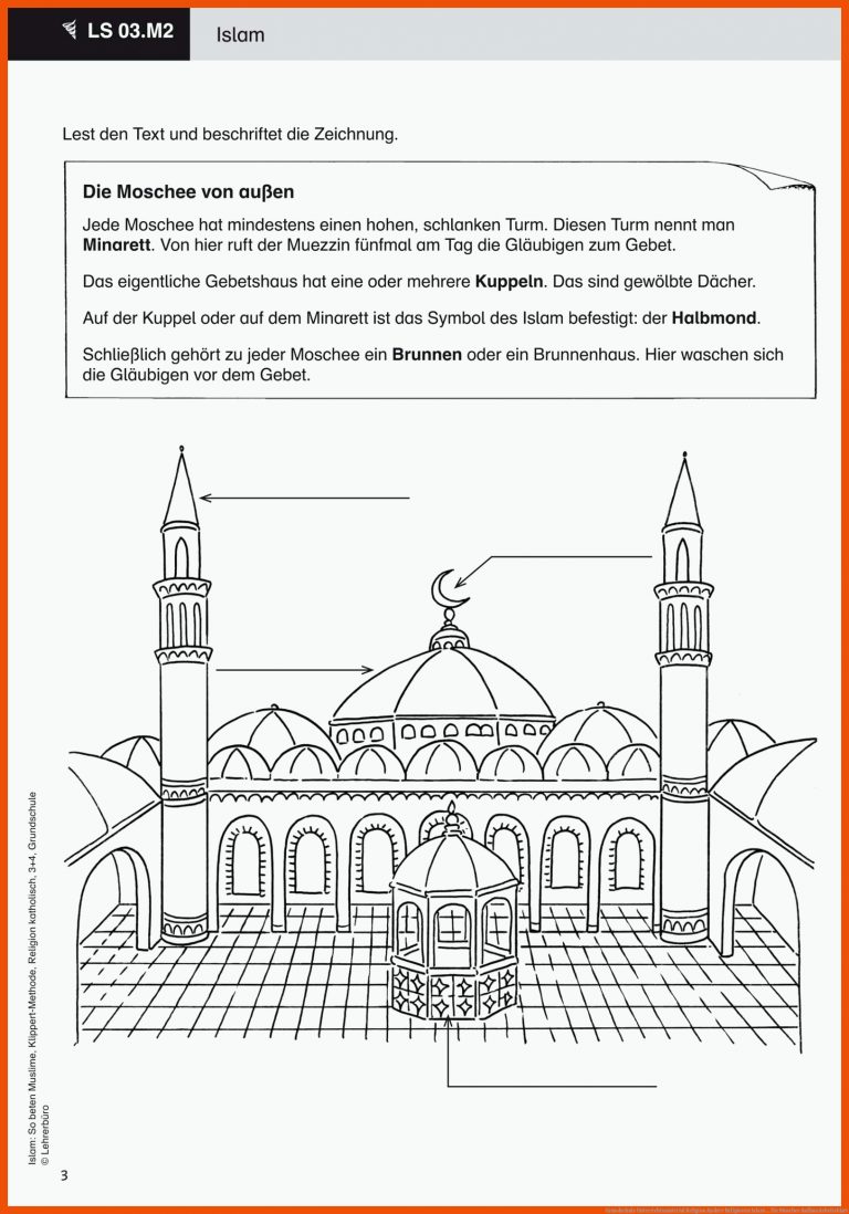 Grundschule Unterrichtsmaterial Religion Andere Religionen Islam ... für moschee aufbau arbeitsblatt