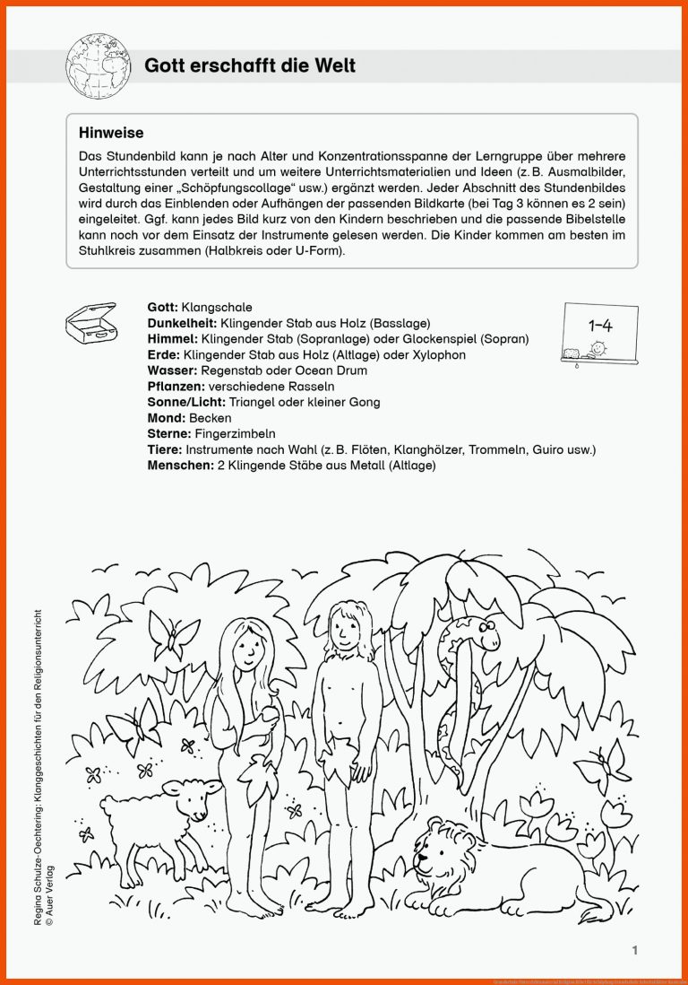Grundschule Unterrichtsmaterial Religion Bibel für schöpfung grundschule arbeitsblätter kostenlos