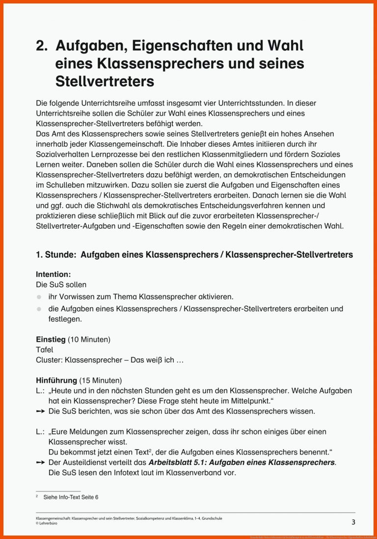 Grundschule Unterrichtsmaterial Sozialkompetenz und Klassenklima ... für klassensprecher eigenschaften arbeitsblatt