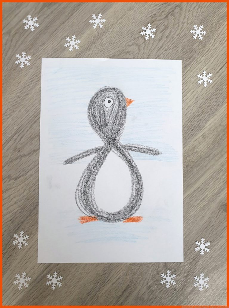 Grundschultante: Kunstbild Pinguin für liegende acht arbeitsblatt