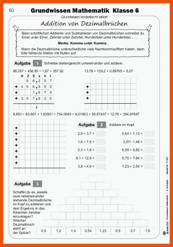 Arbeitsblatt Mathe Klasse 6