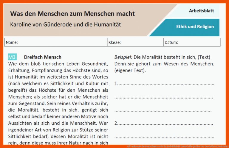 GÃ¼nderrode im Deutschunterricht by Fachdidaktik Deutsch für quellen der geschichte arbeitsblatt