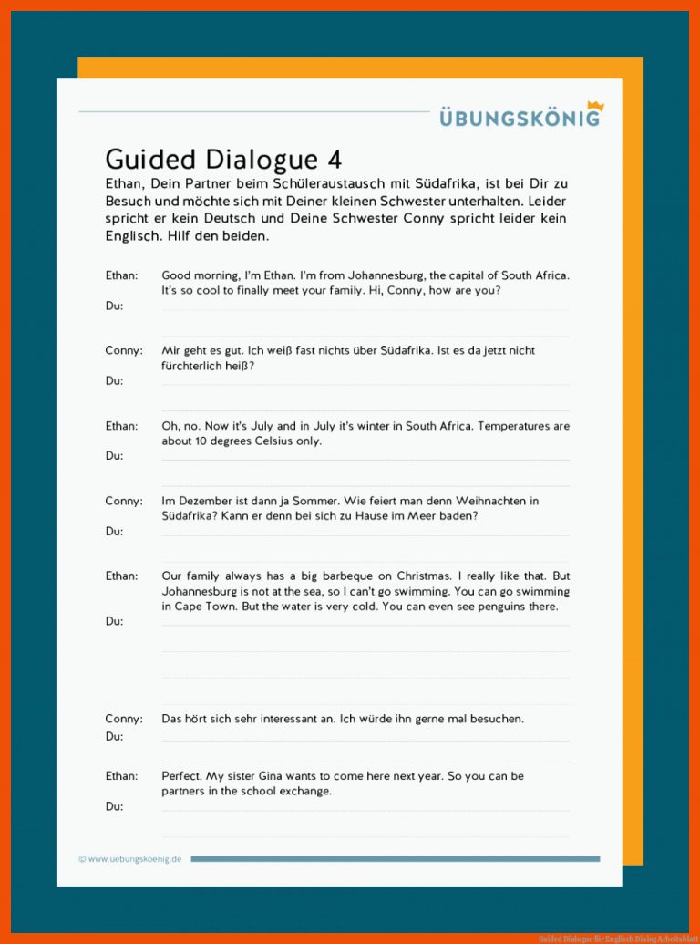 Guided Dialogue Fuer Englisch Dialog Arbeitsblatt