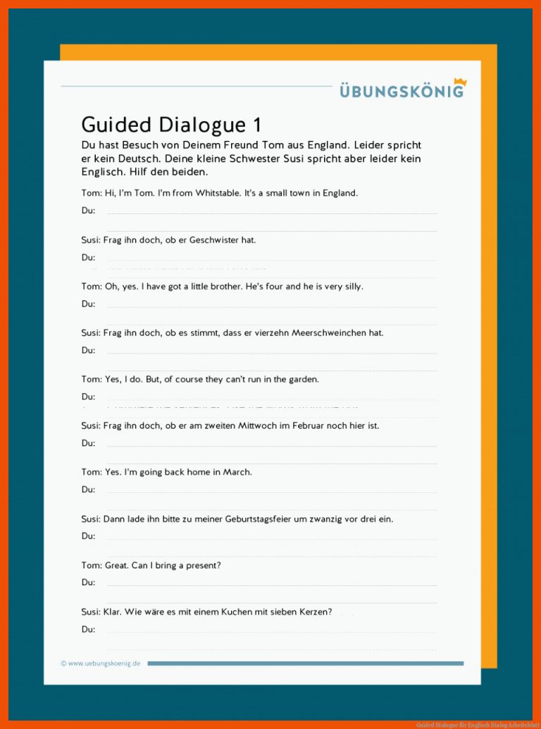 Guided Dialogue für englisch dialog arbeitsblatt