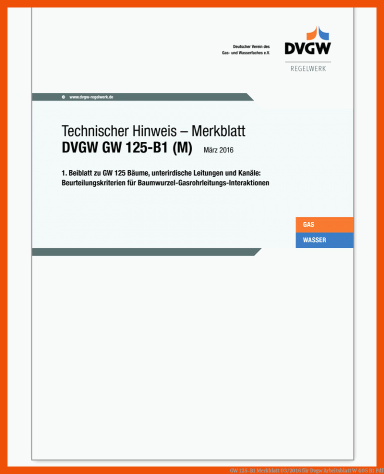 GW 125-B1 Merkblatt 03/2016 für dvgw arbeitsblatt w 405 b1 pdf