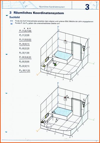 Räumliches Koordinatensystem Arbeitsblatt