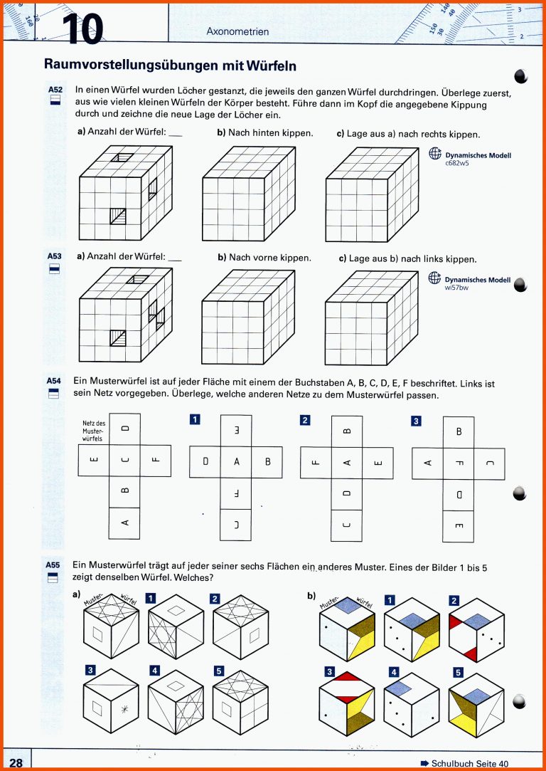 GZ: Raumvorstellung mit WÃ¼rfeln für geometrisches zeichnen arbeitsblätter