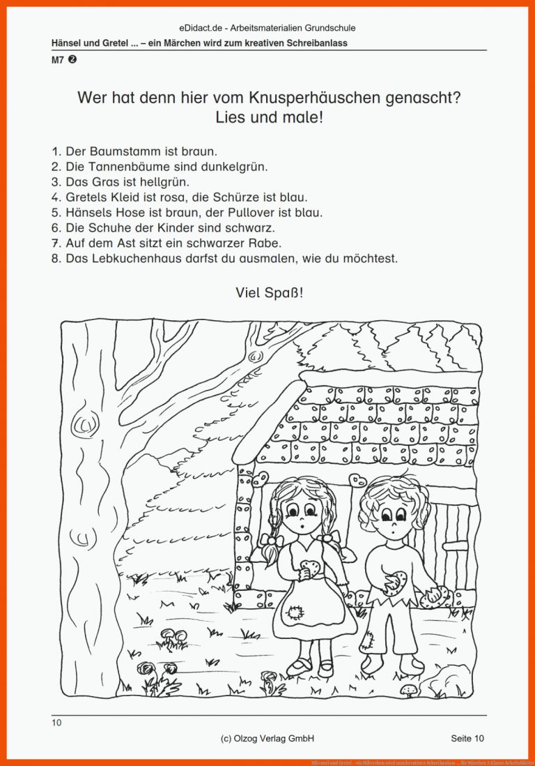 HÃ¤nsel und Gretel - ein MÃ¤rchen wird zum kreativen Schreibanlass ... für märchen 3 klasse arbeitsblätter