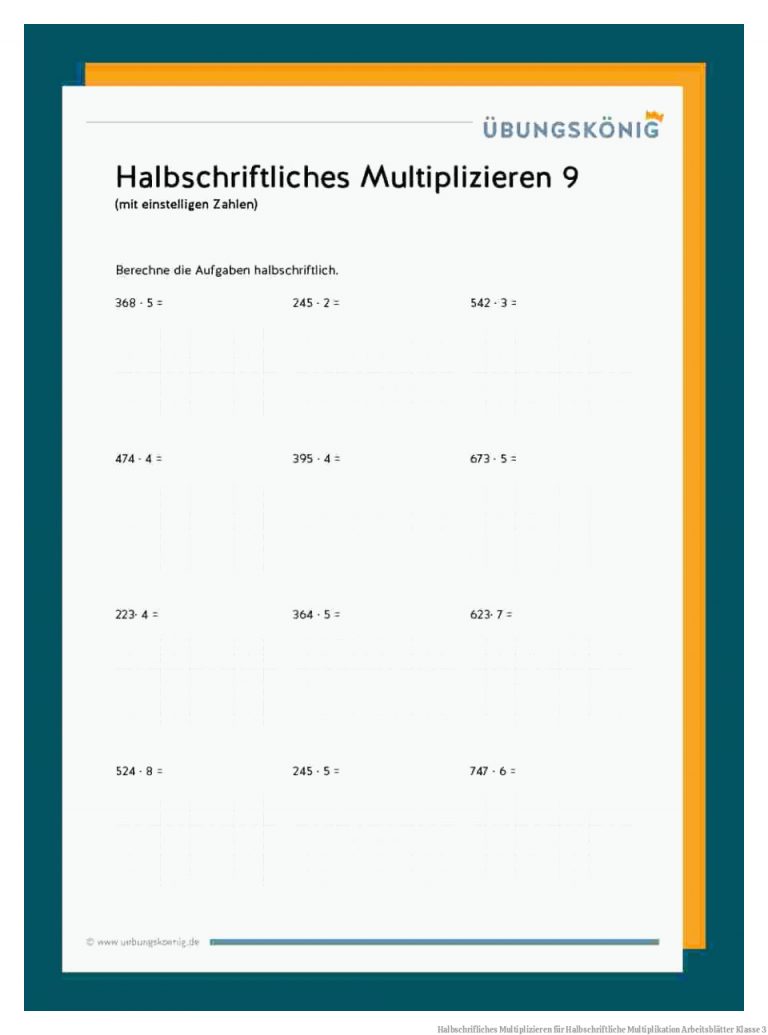 Halbschrifliches Multiplizieren für Halbschriftliche Multiplikation Arbeitsblätter Klasse 3