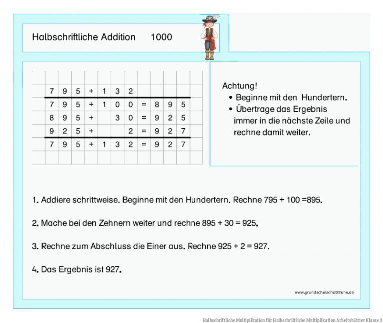 Halbschriftliche Multiplikation Fuer Halbschriftliche Multiplikation Arbeitsblätter Klasse 3