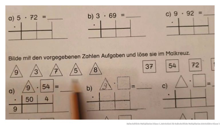 Halbschriftliche Multiplikation (klasse 3, Arbeitsblatt) Fuer Halbschriftliche Multiplikation Arbeitsblätter Klasse 3