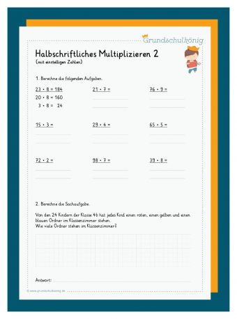 Halbschriftliche Multiplikation Arbeitsblätter Klasse 3