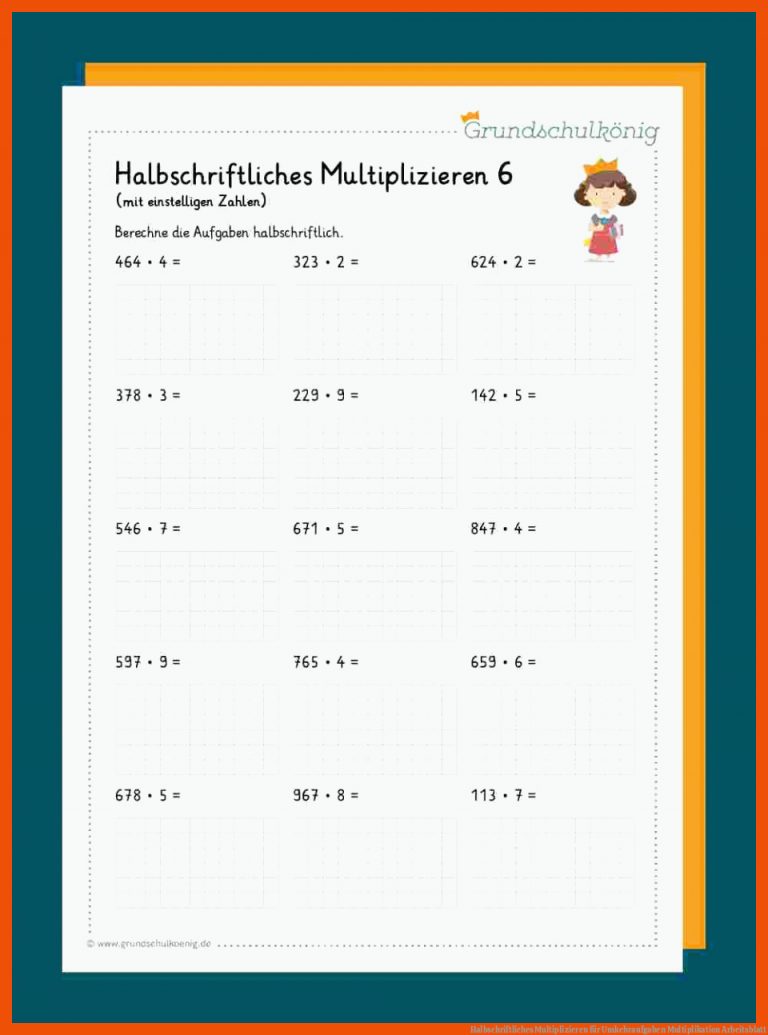 Halbschriftliches Multiplizieren Fuer Umkehraufgaben Multiplikation Arbeitsblatt