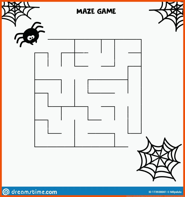 Halloween-Labyrinthspiel Spinne Und Sein Netz Arbeitsblatt FÃ¼r ... für arbeitsblatt spinne kindergarten