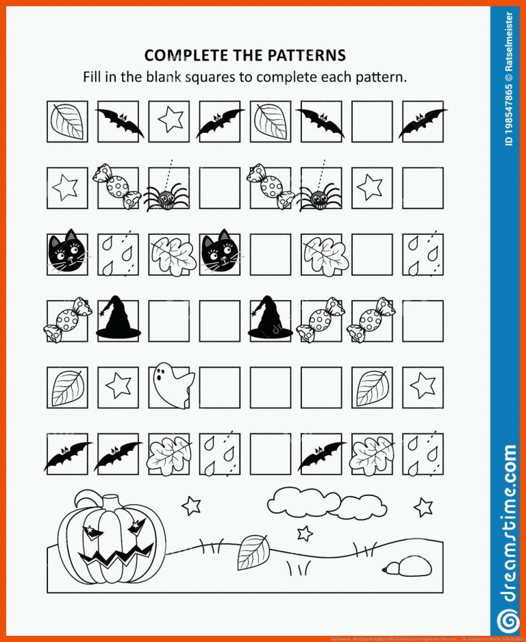 Halloween-Mathearbeitsblatt Mit Aufeinander Folgenden Mustern ... für halloween mathe arbeitsblatt