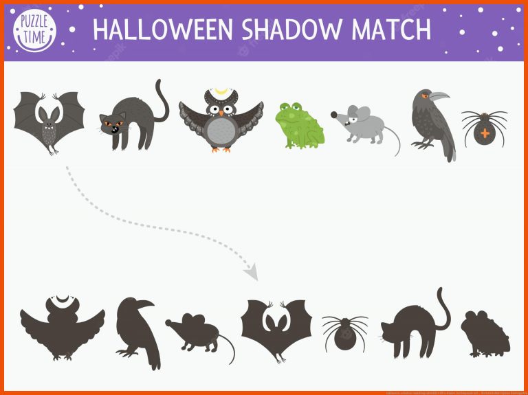 Halloween-schatten-matching-aktivitÃ¤t fÃ¼r kinder. herbstpuzzle mit ... für arbeitsblatt spinne kindergarten