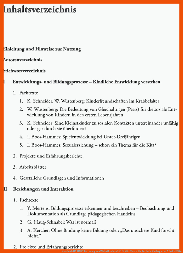 Handbuch U3 â Betreuung von Kleinstkindern â Kita-Praxis für portfolio kindergarten arbeitsblätter