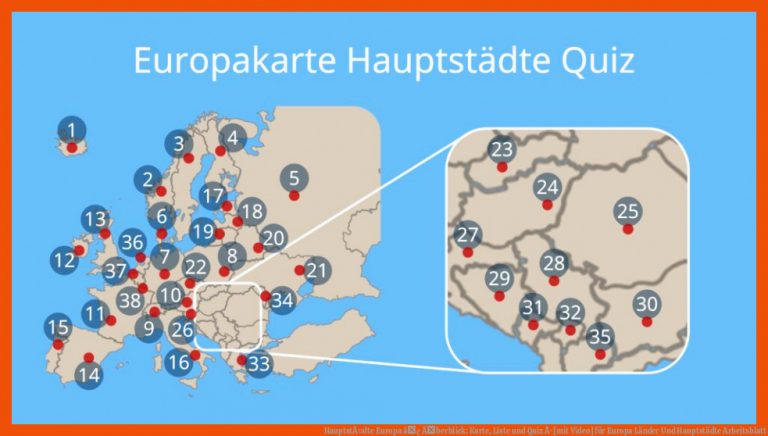 HauptstÃ¤dte Europa â¢ Ãberblick: Karte, Liste Und Quiz Â· [mit Video] Fuer Europa Länder Und Hauptstädte Arbeitsblatt