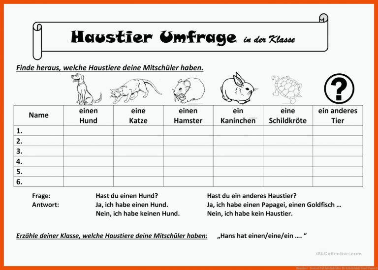 Haustiere - Deutsch Daf Arbeitsblatter für arbeitsblatt hund klasse 5