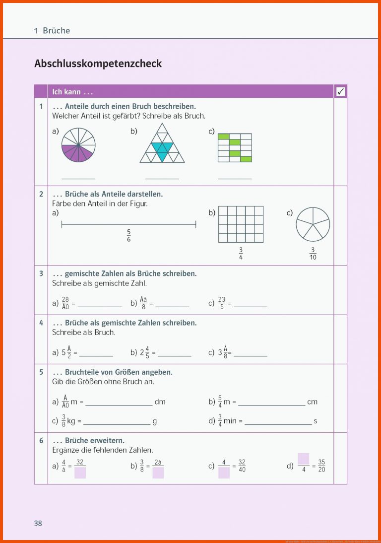 Ich kann Mathe - BrÃ¼che und Dezimalzahlen 5. 6. Klasse Buch ... für mathe klasse 6 brüche arbeitsblatt