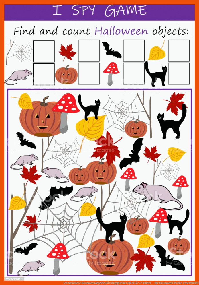 Ich Spioniere Halloweenobjekte PÃ¤dagogisches Spiel FÃ¼r Kinder ... für halloween mathe arbeitsblatt