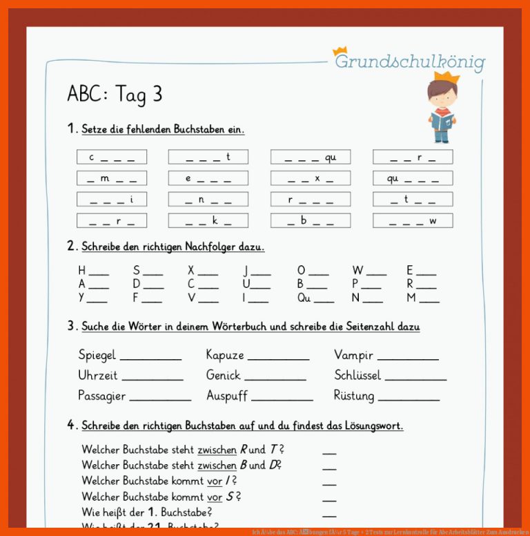 Ich Ã¼be das ABC: Ãbungen fÃ¼r 5 Tage + 2 Tests zur Lernkontrolle für abc arbeitsblätter zum ausdrucken