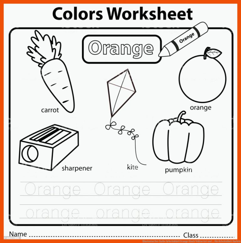 Illustrator Der Farbe Arbeitsblatt Orange Stock Vektor Art und ... für arbeitsblatt farben