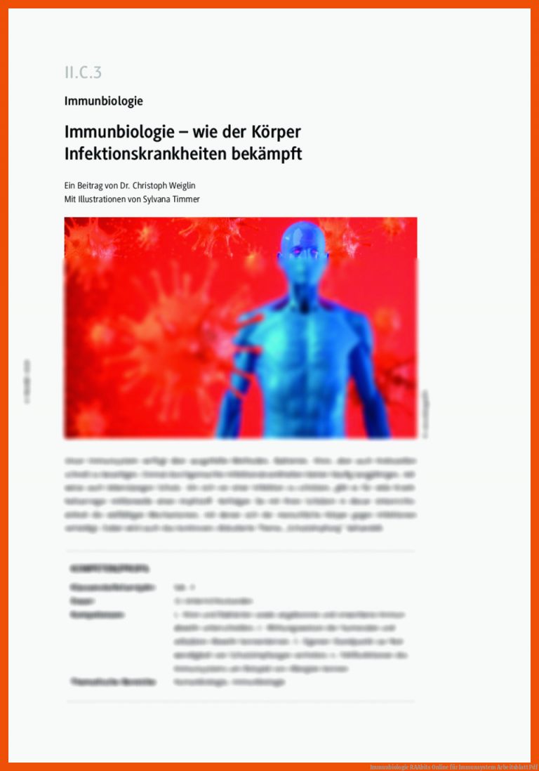 Immunbiologie | RAAbits Online für immunsystem arbeitsblatt pdf