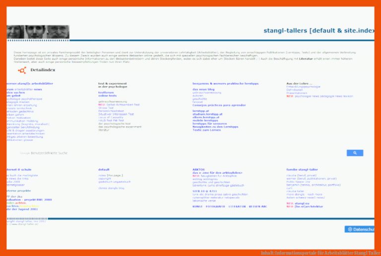 Inhalt: Informationsportale für arbeitsblätter stangl taller