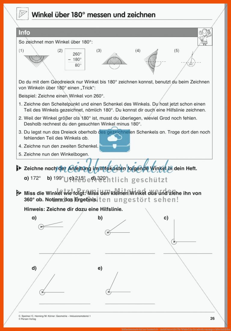 Inklusionsmaterial zur Geometrie - meinUnterricht für winkel an geradenkreuzungen arbeitsblätter