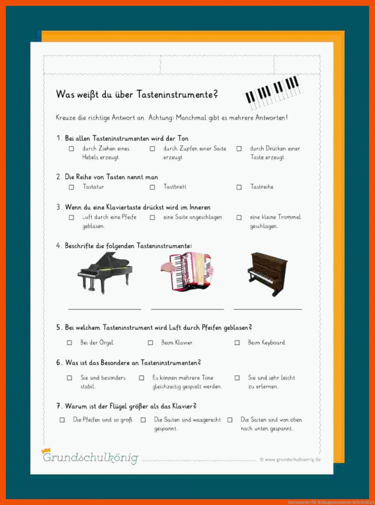 Instrumente für schlaginstrumente arbeitsblatt