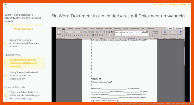 Interaktive ArbeitsblÃ¤tter im PDF-Format erstellen - Fobizz für arbeitsblätter word