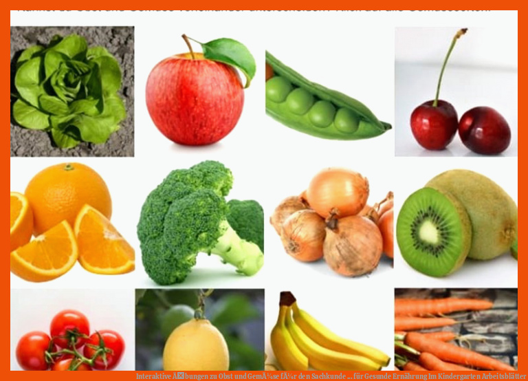 Interaktive Ãbungen zu Obst und GemÃ¼se fÃ¼r den Sachkunde ... für gesunde ernährung im kindergarten arbeitsblätter