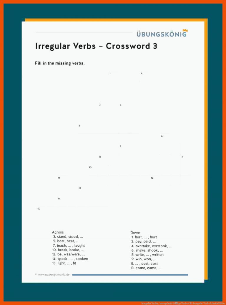Irregular Verbs / unregelmÃ¤Ãige Verben für irregular verbs arbeitsblätter
