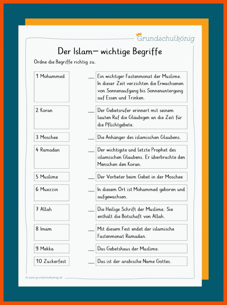 Islam für die 5 säulen des islam arbeitsblatt