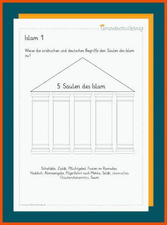 Die Fünf Säulen Des islam Arbeitsblatt