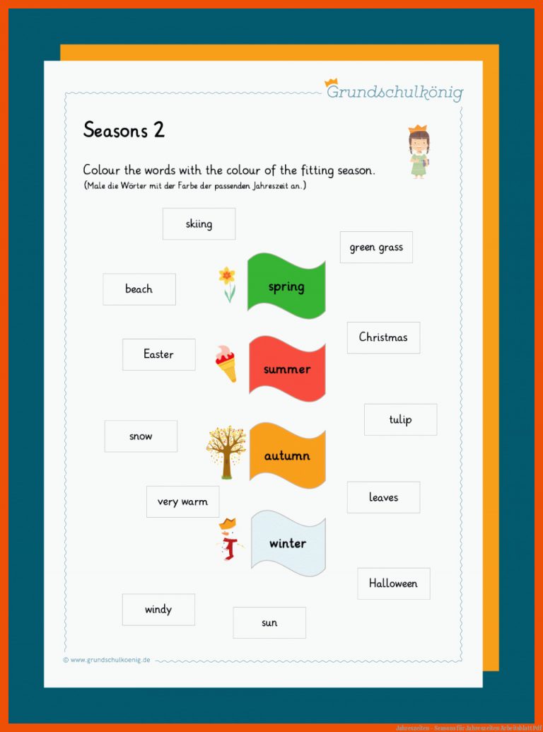 Jahreszeiten - Seasons für jahreszeiten arbeitsblatt pdf