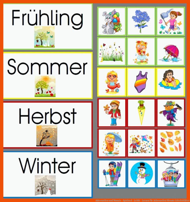 Jahreszeiten Und Monate - Spielend - Leicht - Lernen Fuer Jahreszeiten Monate Arbeitsblätter