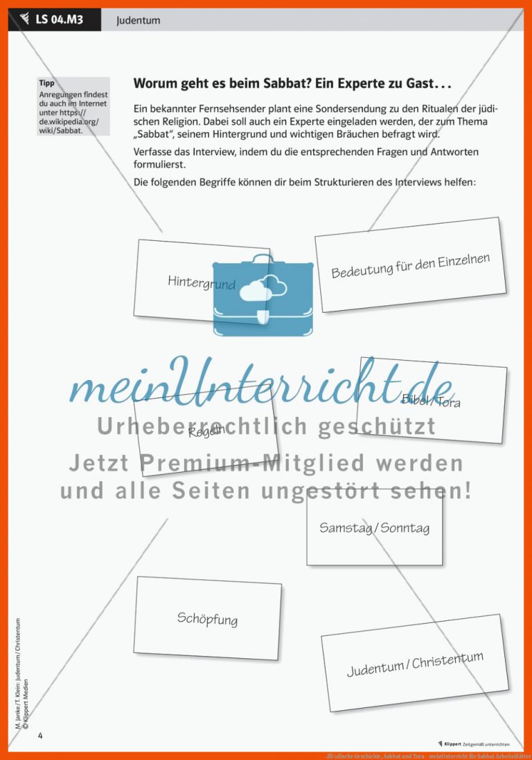 JÃ¼dische Geschichte, Sabbat und Tora - meinUnterricht für sabbat arbeitsblätter