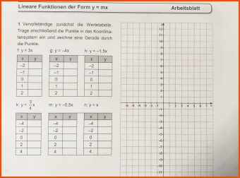 11 Einführung Lineare Funktionen Arbeitsblatt